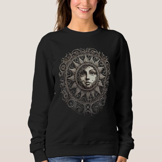 Sweatshirt Celestial Space Sun Moon Boho Luna Solar Astronomy (Devant)