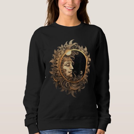 Sweatshirt Celestial Space Sun Moon Boho Luna Solar Astronomy (Devant)