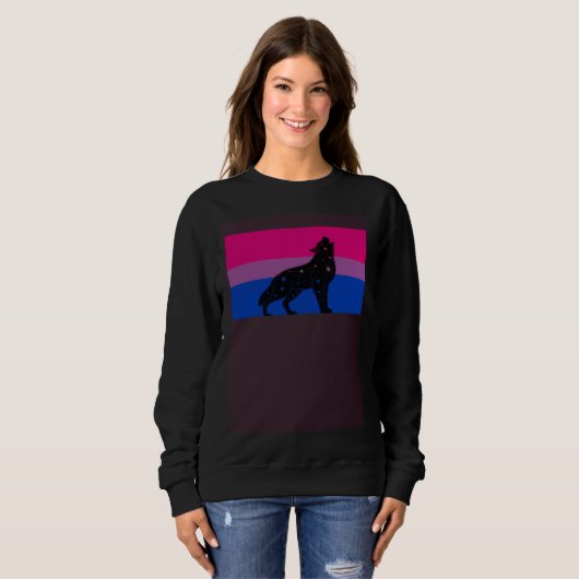 Sweatshirt Celestial Wolf Bisexual Pride Flag Tribal Galaxy A (Devant entier)
