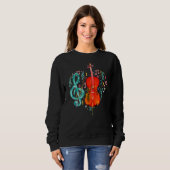 Sweatshirt Cellist Heart Treble Clef Music Notes Cello Player (Devant entier)