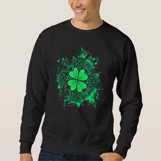 Sweatshirt Celtic Knot Irish Shamrock Three Leaf C St Patrick (Devant)