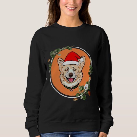 Sweatshirt Cercle Floral Corgi Orange (Devant)