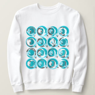 Sweatshirt Cercles d'accentuation Fleurs Arrière - plans Turq