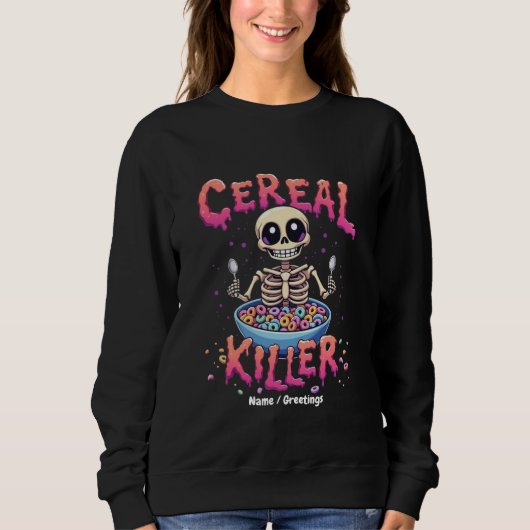 Sweatshirt Cereal Killer Breakfast Funky Cereal Bowl Skeleton (Devant)