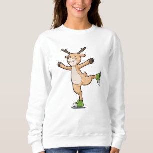 Sweatshirt Cerf au patinage sur glace avec patins sur glace