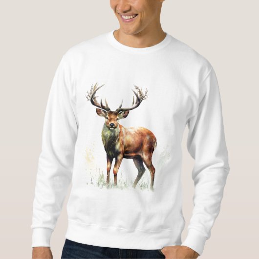 Sweatshirt Cerf énorme à la ramure imposante (Devant)