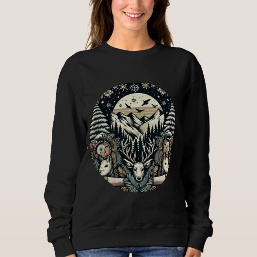 Sweatshirt Cerf et écorce (Devant)