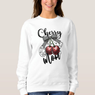Sweatshirt Cerises Disco Rouge Maman Cool Cerises à Noeud à C