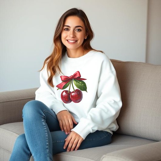 Sweatshirt Cerises et un Nœud