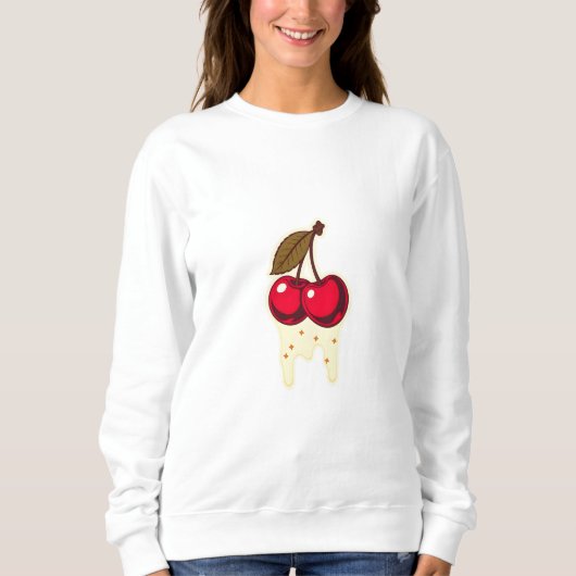 Sweatshirt Cerises rouges avec Graphique de crème séchée (Devant)