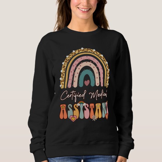Sweatshirt Certified Medical Assistant CMA Groovy Retro Rainb (Devant)