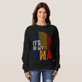 Sweatshirt C'est dans mon Adn Roumanie Drapeau Empreinte Patr (Devant entier)