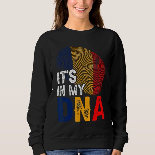 Sweatshirt C'est dans mon Adn Roumanie Drapeau Empreinte Patr (Devant)
