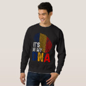 Sweatshirt C'est dans mon Adn Roumanie Drapeau Empreinte Patr (Devant entier)