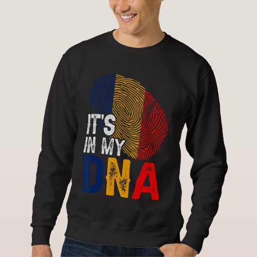 Sweatshirt C'est dans mon Adn Roumanie Drapeau Empreinte Patr (Devant)
