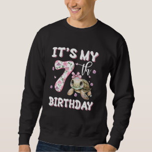 Sweatshirt C'est mon 7e anniversaire mignonne tortue mer pois