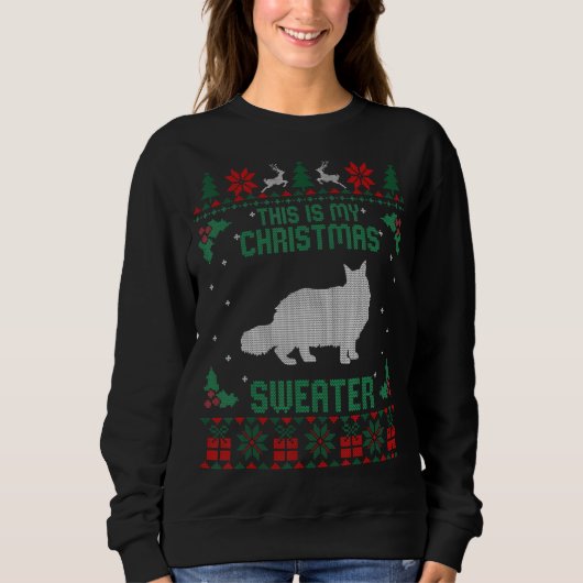 Sweatshirt C'Est Mon Chateau De Noël Maine Coon Chat Ugly (Devant)