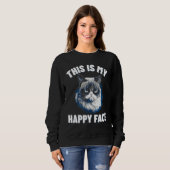 Sweatshirt C'Est Mon Visage Heureux - Chat Drôle Avec Le Visa (Devant entier)