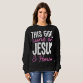 Sweatshirt Cette Fille Coule Sur Jésus Et Chevaux Jolie Fille (Devant entier)
