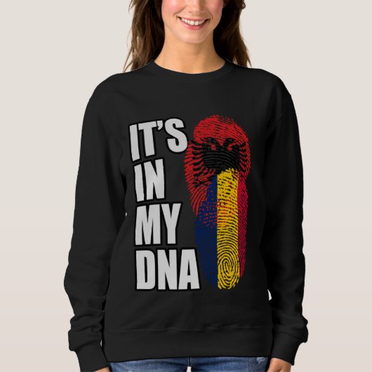 Sweatshirt Chadian And Albanian Mix DNA Flag Heritage (Devant)