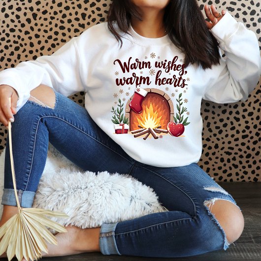 Sweatshirt Chaleureux Coeurs Chauds Vue Noël