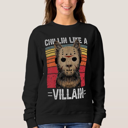 Sweatshirt Chaleureux Comme Un Vilain Style Chat Retro Scary  (Devant)