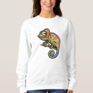 Sweatshirt Chameleon géométrique funky - Reproduit de dessin 