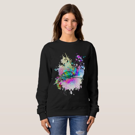 Sweatshirt Chameleon Lizard Arc-en-ciel Lunettes d'amour du c (Devant entier)