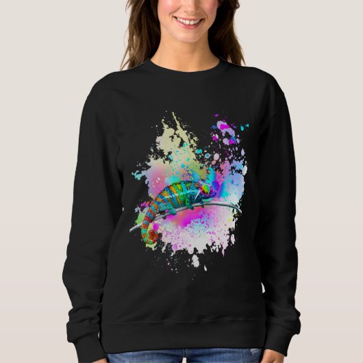 Sweatshirt Chameleon Lizard Arc-en-ciel Lunettes d'amour du c (Devant)