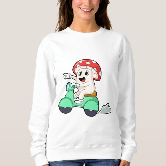 Sweatshirt Champignon comme motard avec Scooter.PNG (Devant)
