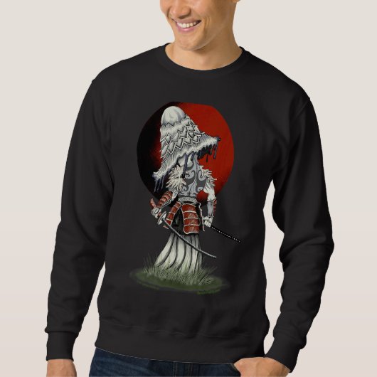 Sweatshirt Champignon Samurai Avec Épée Au Coucher Du Soleil (Devant)