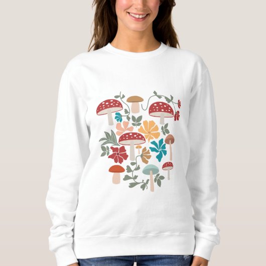 Sweatshirt Champignons et fleurs du milieu du siècle moderne  (Devant)