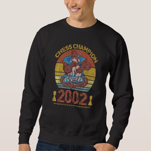 Sweatshirt Champion d'échecs 2002 Pas mon Elo C'est mon année (Devant)