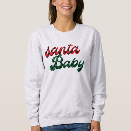 Sweatshirt Chandail bébé Père Noël Plaid, Noël Père Noël (Devant)
