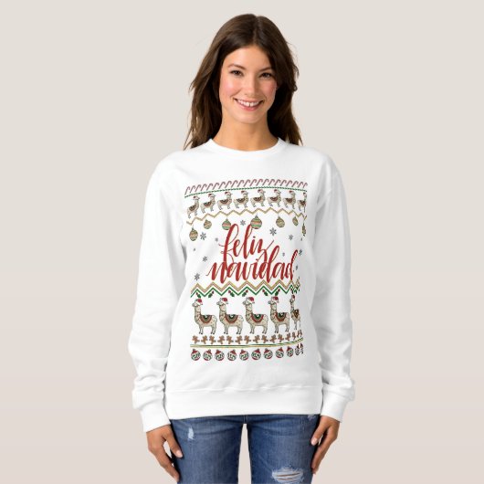 Sweatshirt Chandail de Feliz Navidad (Devant entier)