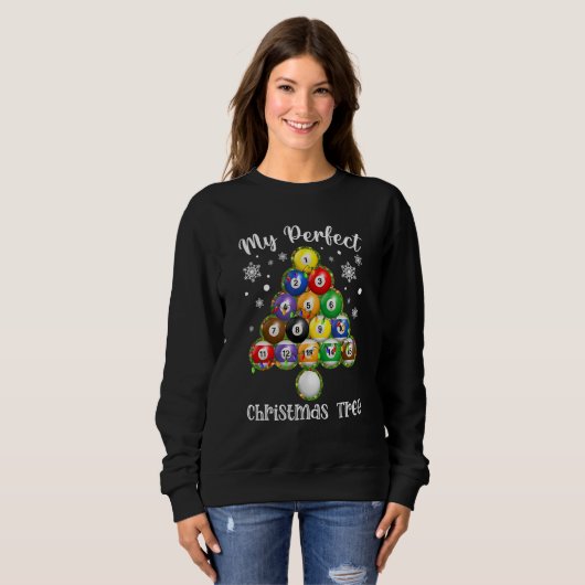 Sweatshirt Chandail de Noël Arbre Billard laide Noël (Devant entier)