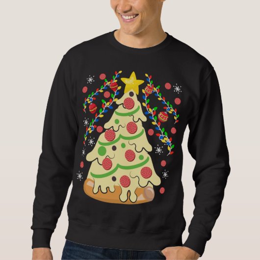 Sweatshirt Chandail de Noël moche à la pizza (Devant)