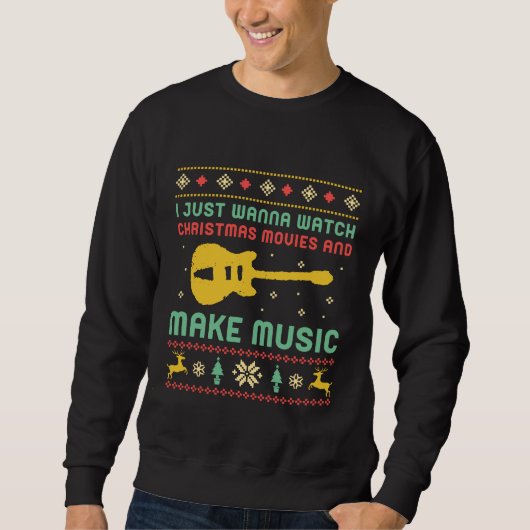 Sweatshirt Chandail de Noël moche amusant Faire de la musique (Devant)