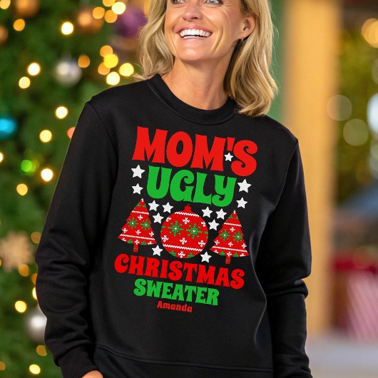 Sweatshirt Chandail de Noël moche de maman personnalisée