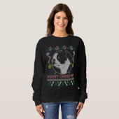 Sweatshirt Chandail de Noël moche du chien de Boston Terrier (Devant entier)