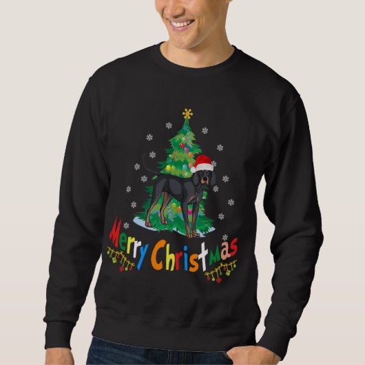 Sweatshirt Chandail de Noël moche pour chien noir et brun (Devant)