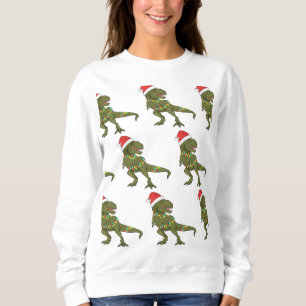 Sweatshirt Chandail de Noël Père Noël T-Rex Dinosaur