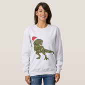 Sweatshirt Chandail de Noël Père Noël T-Rex Dinosaur (Devant entier)