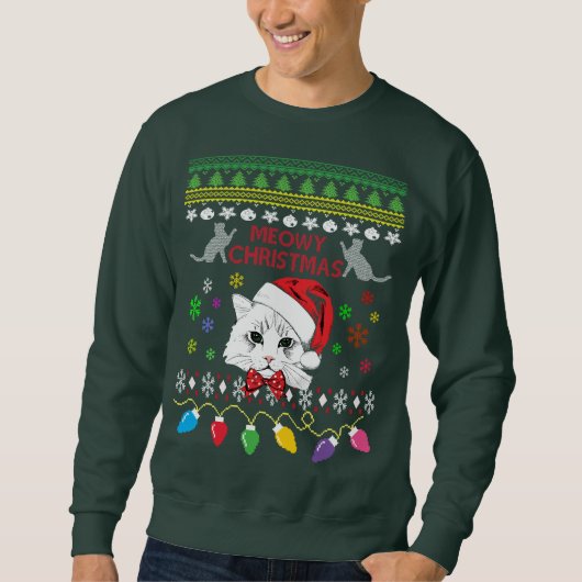 Sweatshirt Chandail laid de Noël de chat (Devant)
