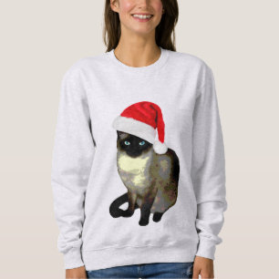 Sweatshirt Chandail laid mignon de Noël de chat siamois pour