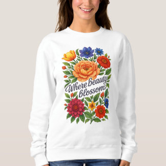 Sweatshirt Chandail vibrant à motif floral pour femmes