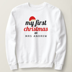 Sweatshirt Chapeau de Père Noël Élégant Premier Noël Mme No