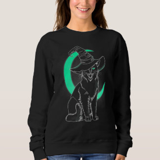 Sweatshirt Chapeau de sorcière de chaton effrayant Halloween 