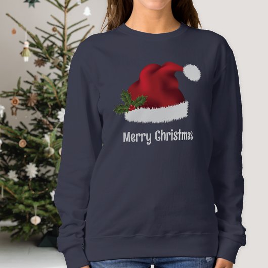 Sweatshirt Chapeau Rouge Au Père Noël Avec Texte Holly Et Per