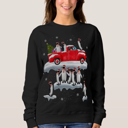 Sweatshirt Chariot rouge de Penguins Camion Santa Hat Penguin (Devant)